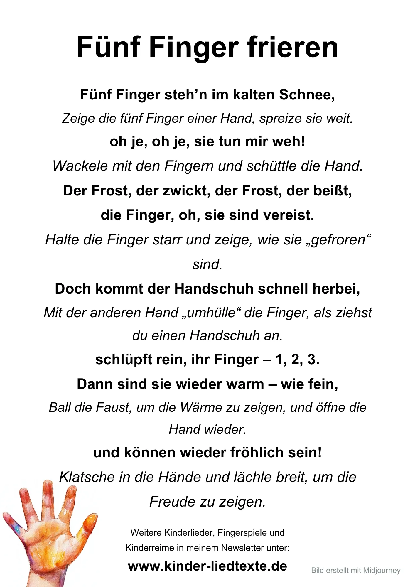  Fingerspiele für den Winter - Kindergarten Lieder Illustration 